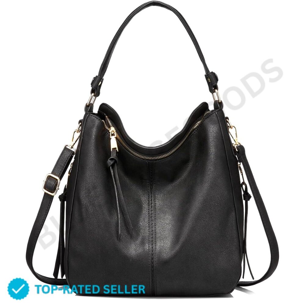 Brand New Realer Hobo Large Black Faux Leather Chic